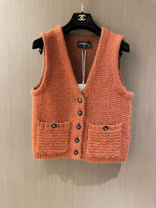 Orange double pocket vest