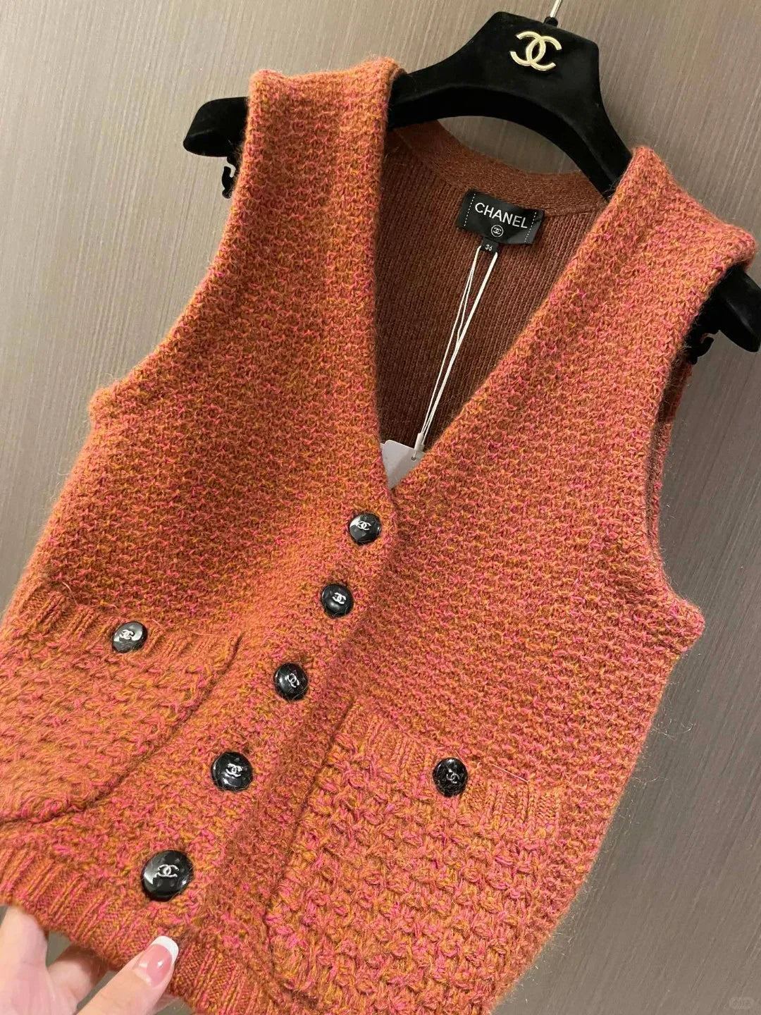 Orange double pocket vest