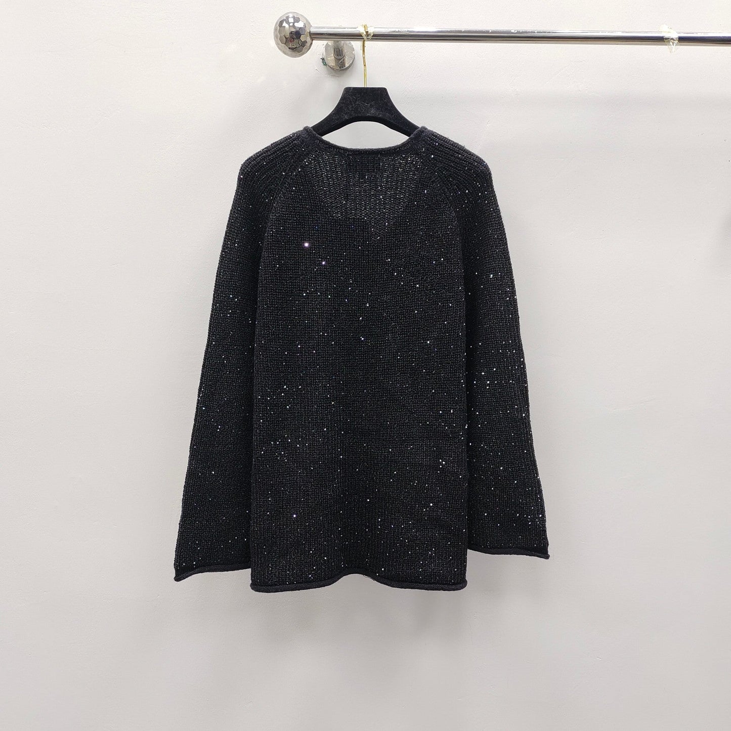 Sequined crew neck knitted sweater