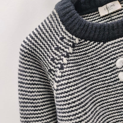 striped crew neck knitted sweater