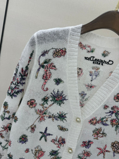 knitted embroidered cardigan