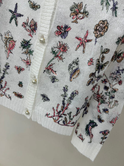 knitted embroidered cardigan