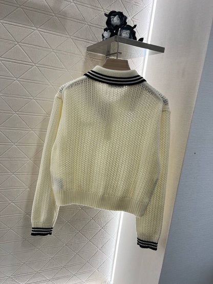 Hollow long sleeve knitted sweater