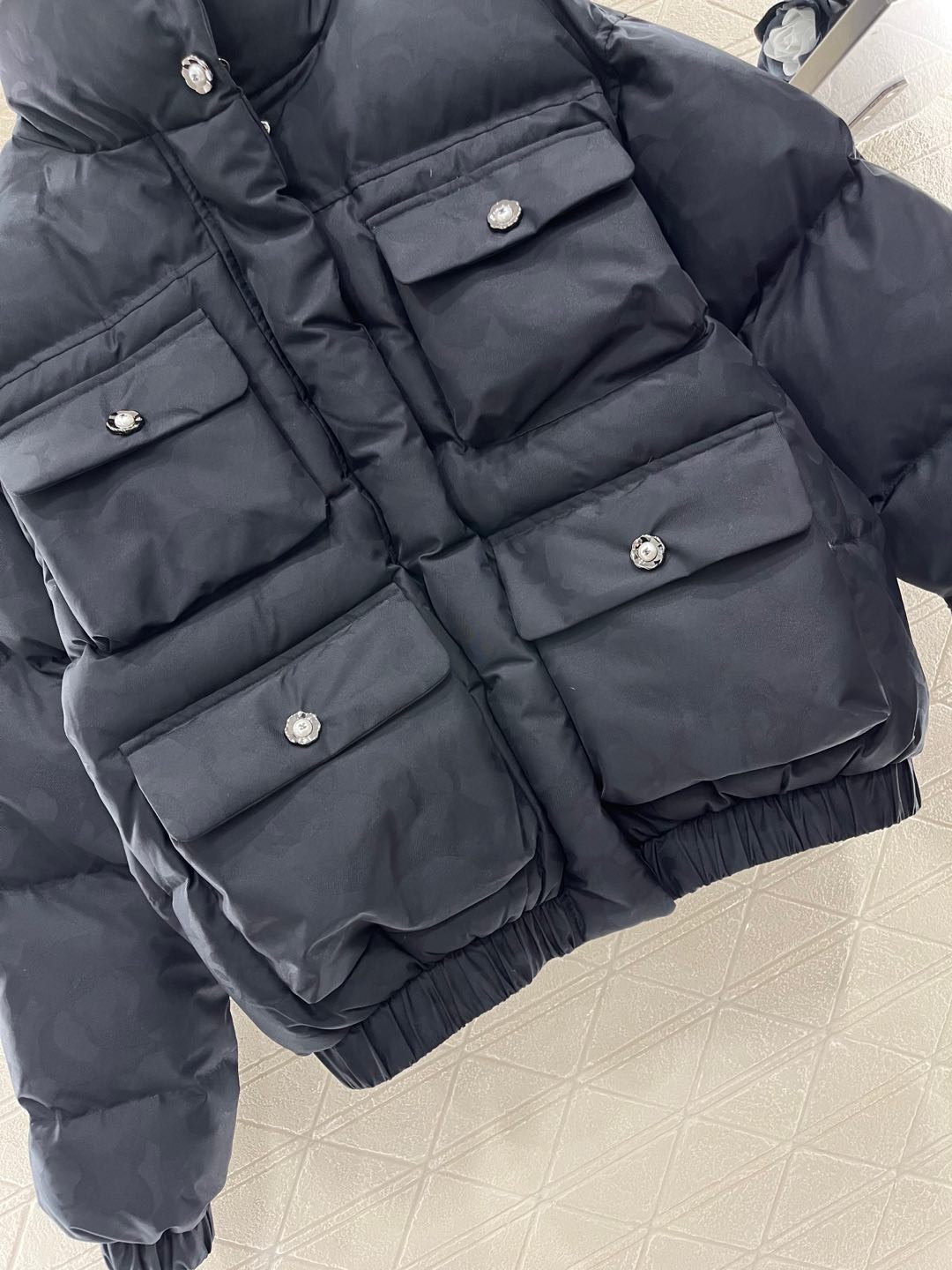 stand collar snap down jacket