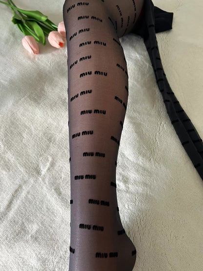 💗Flocked stockings with small letters