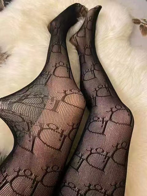 Big D letter fishnet stockings pantyhose