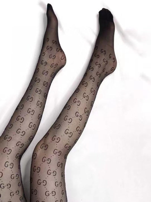 Flocked GG letter stockings