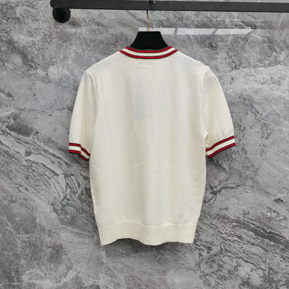 Knitted crew neck T-shirt