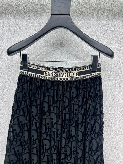 Letter mesh flocked logo skirt