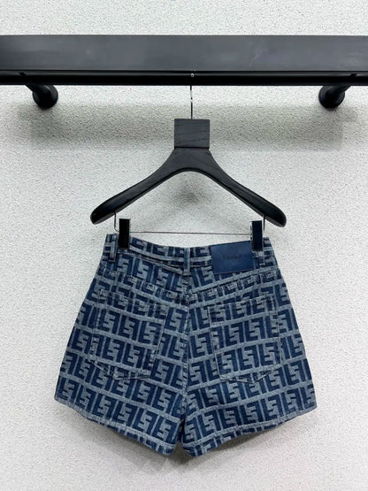 jacquard denim shorts