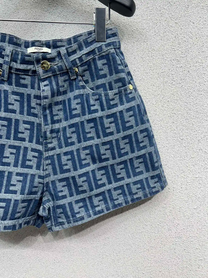 jacquard denim shorts