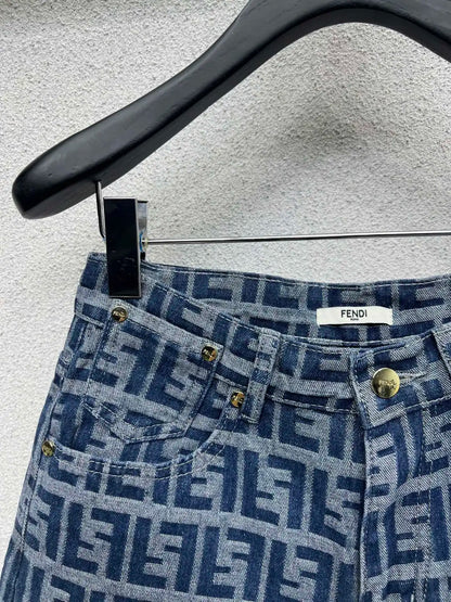 jacquard denim shorts