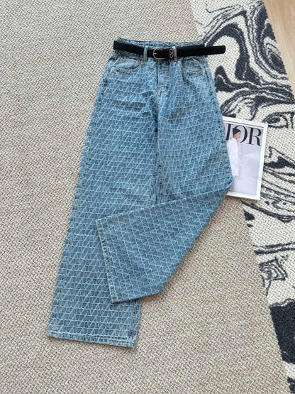 Heavy-duty letter jacquard jeans