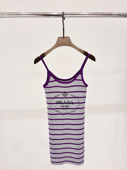 Knitted Wool Striped Tank Dress