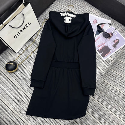 New Towel Embroidery Embroidered Letter Hooded Sweatshirt Dresses