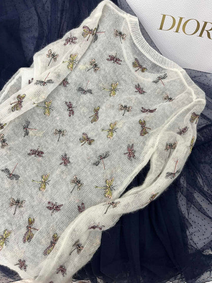 Dragonfly embroidered top