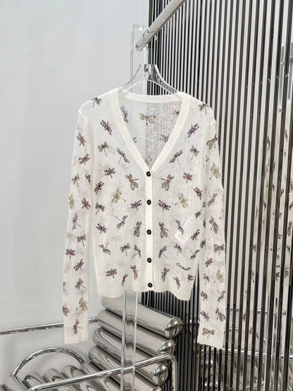 Printed soft knit cardigan