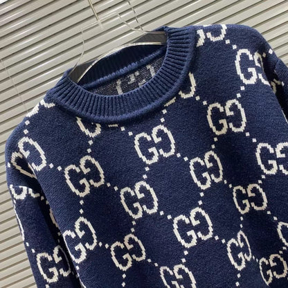 Allover double G jacquard crew neck sweater