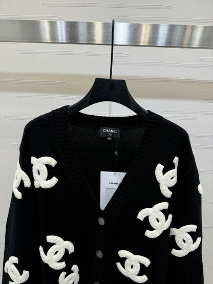 large logo cardigan sweater