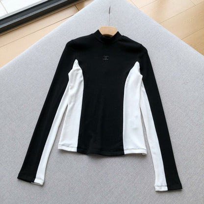 The collision of colour splicing bottoming shirt long-sleeved t-shirt