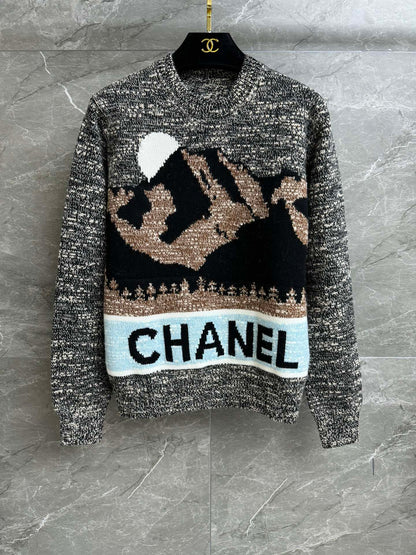 Alphabet Snow Mountain Sweater Ski Series New