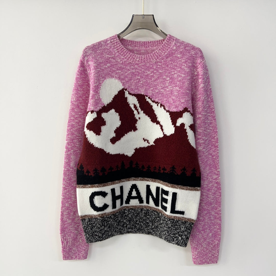 Alphabet Snow Mountain Sweater Ski Series New