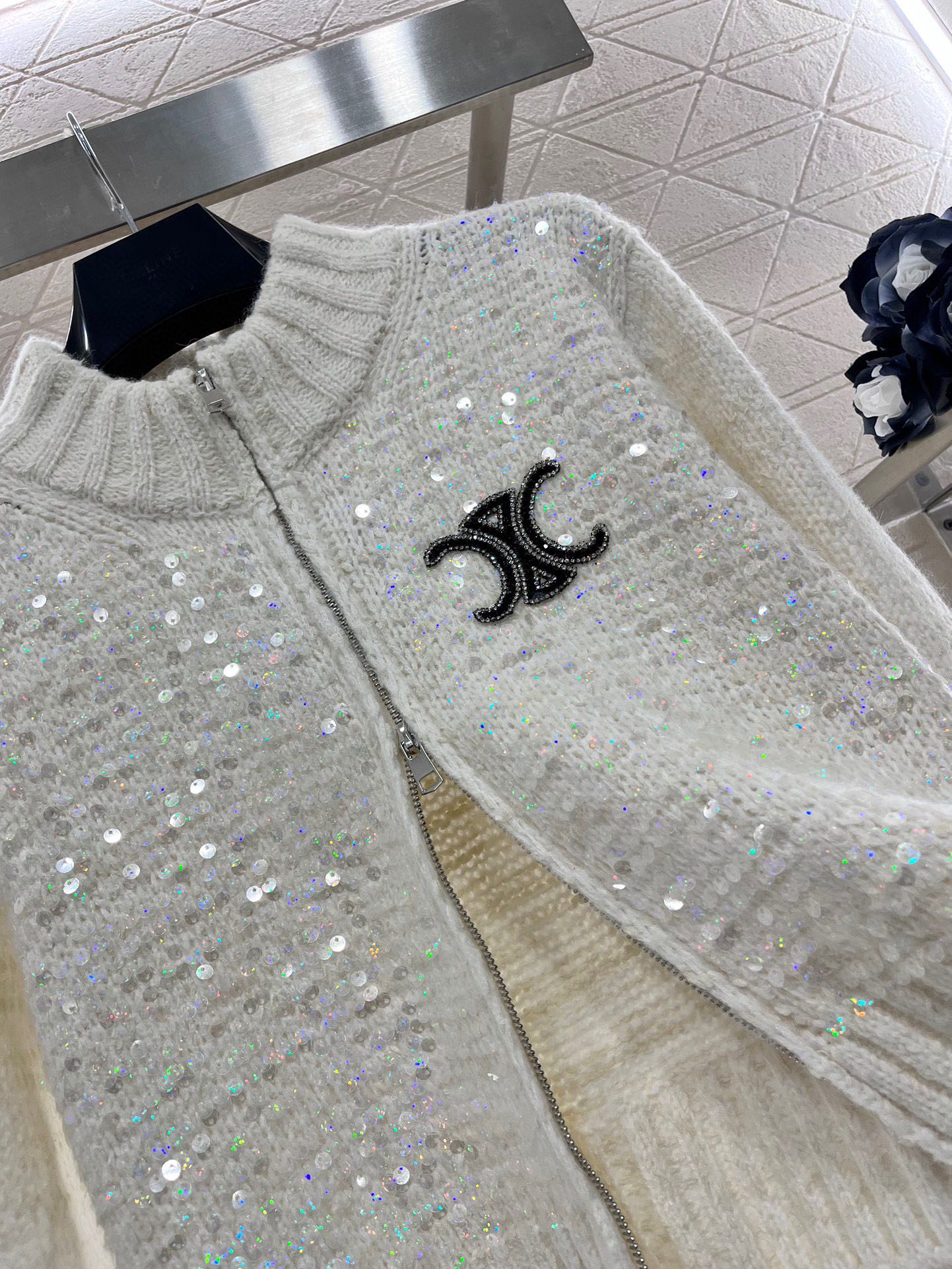 New ski collection Sequins zip cardigan jacket