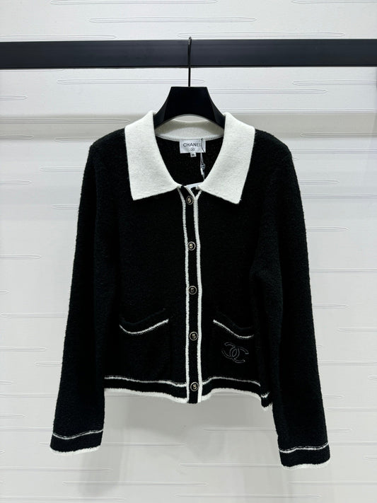 lapel long sleeve cardigan