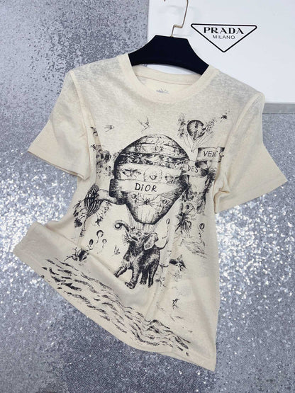 New hot air balloon round neck short sleeve T-shirt