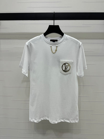 Round Neck Sequin Chain Short Sleeve T-Shirt