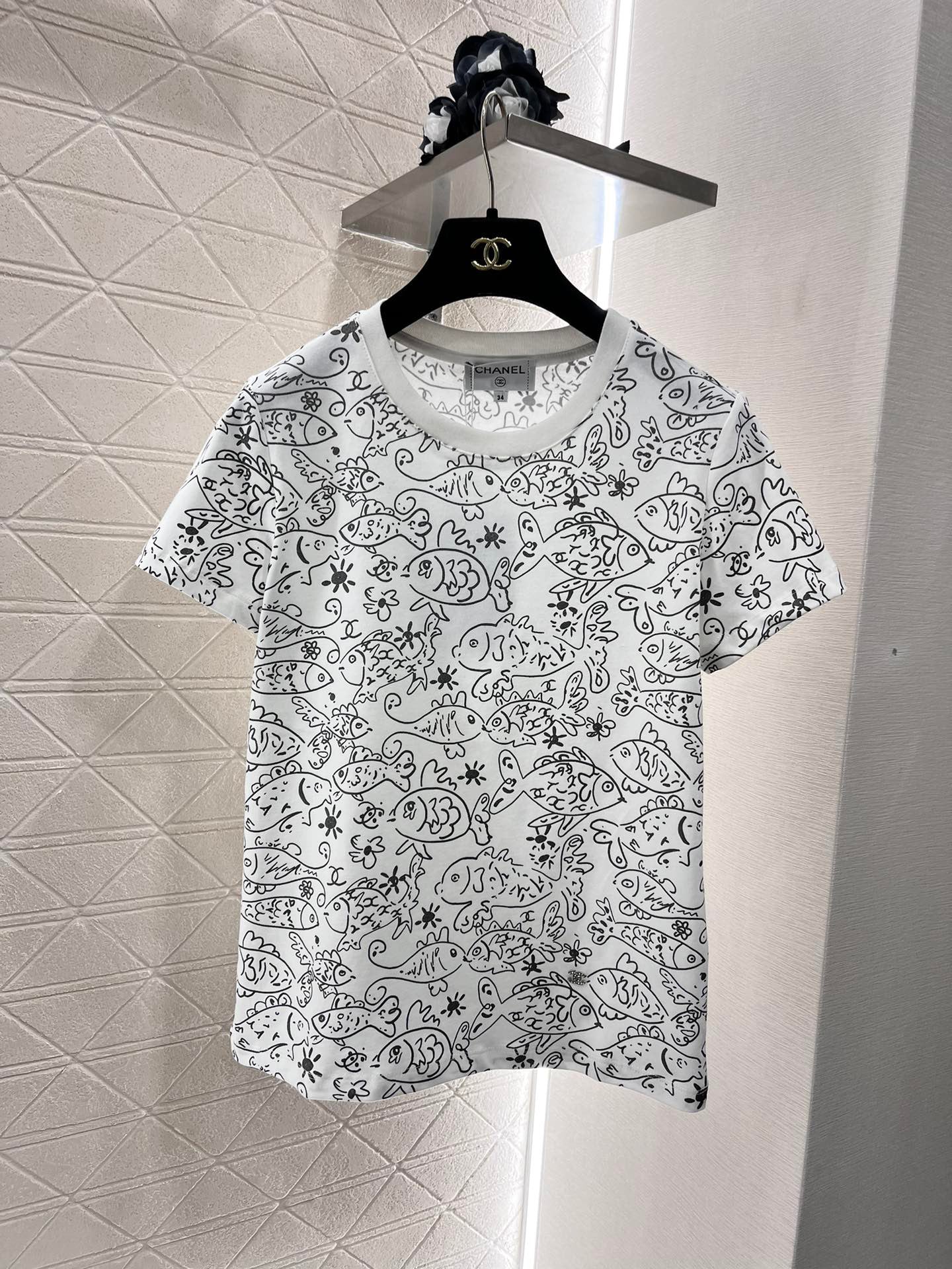 Round neck printed short sleeves