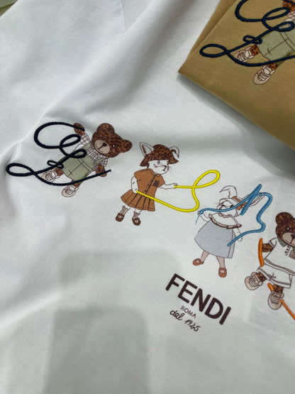 Anime embroidery print short sleeve round neck T-shirt