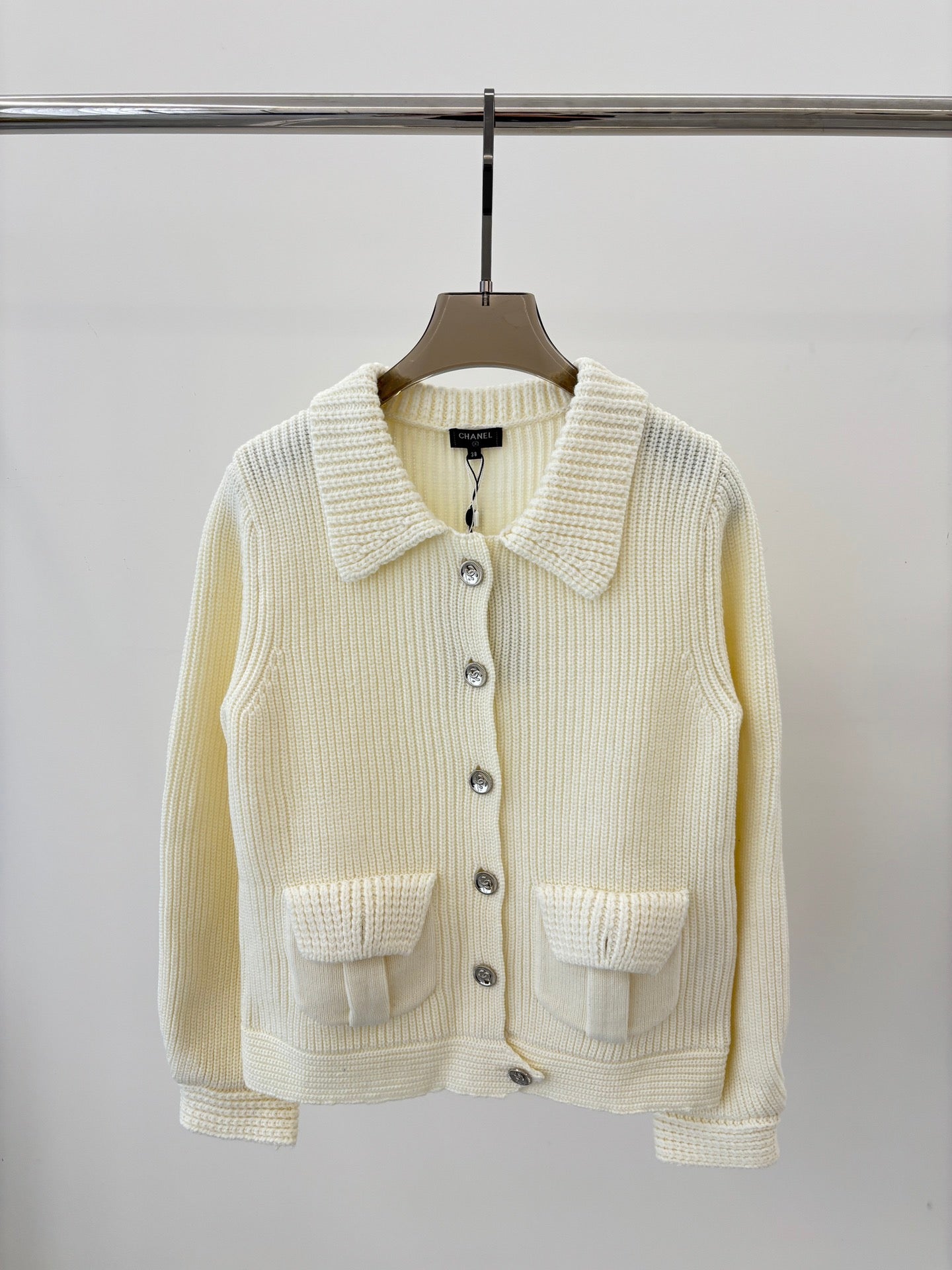 Lapel Pocket Knitted Jacket Sweater