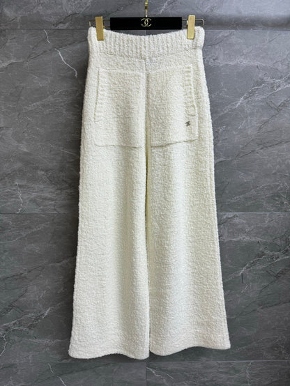 Cashmere straight wide leg pants