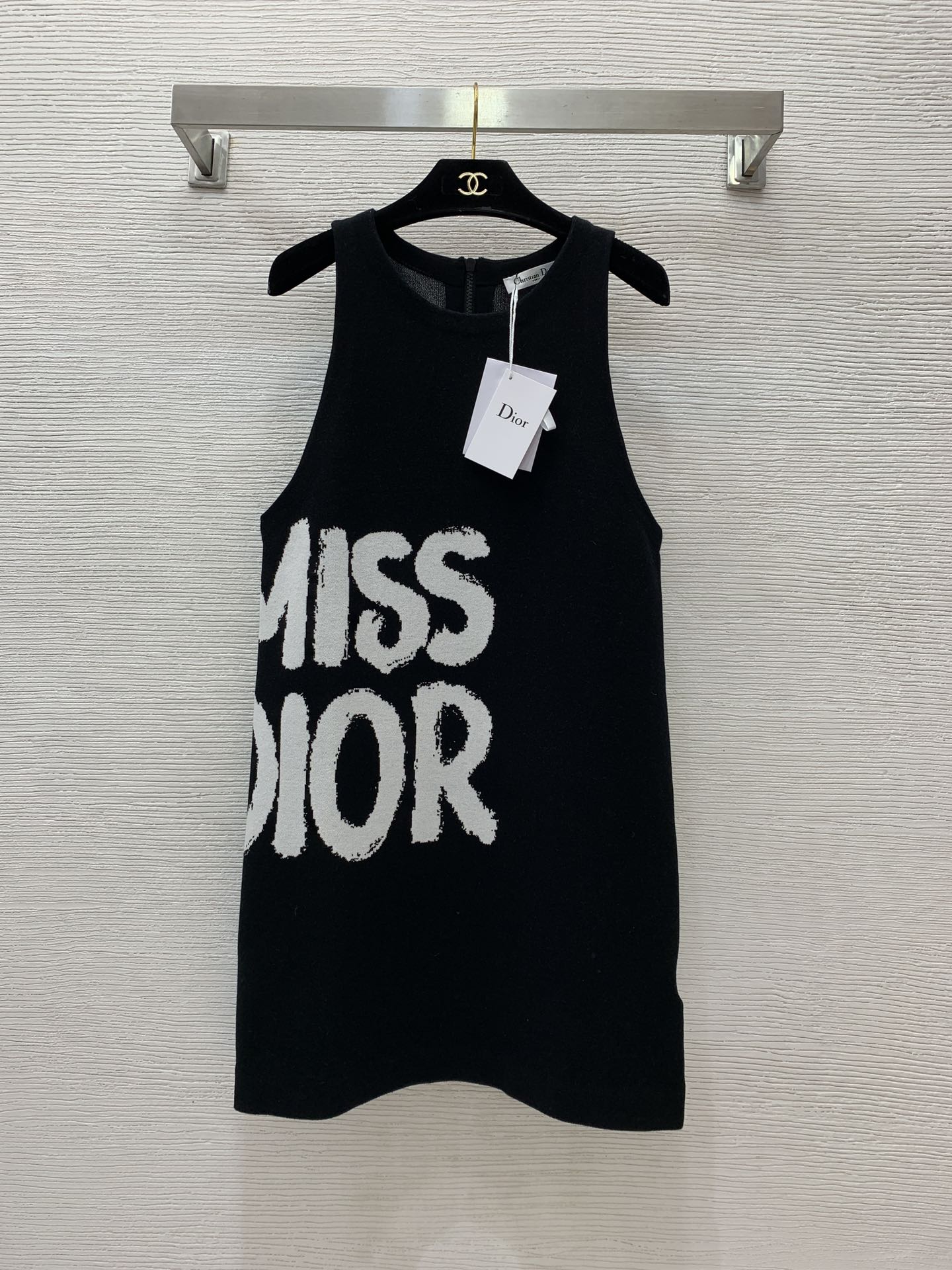 Letter logo graffiti h version slim fit sleeveless tank top knitted dress