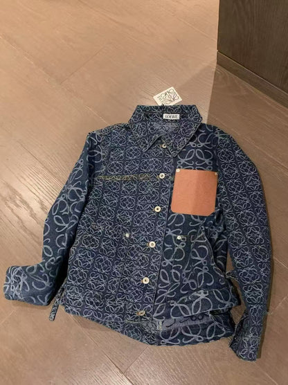 all over printed denim jacket