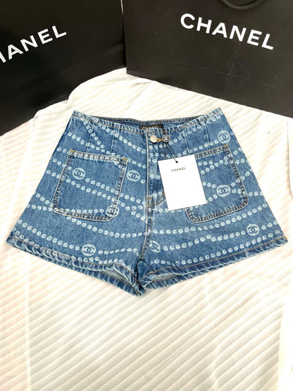 Fengbodian laser burnt denim shorts