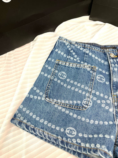 Fengbodian laser burnt denim shorts