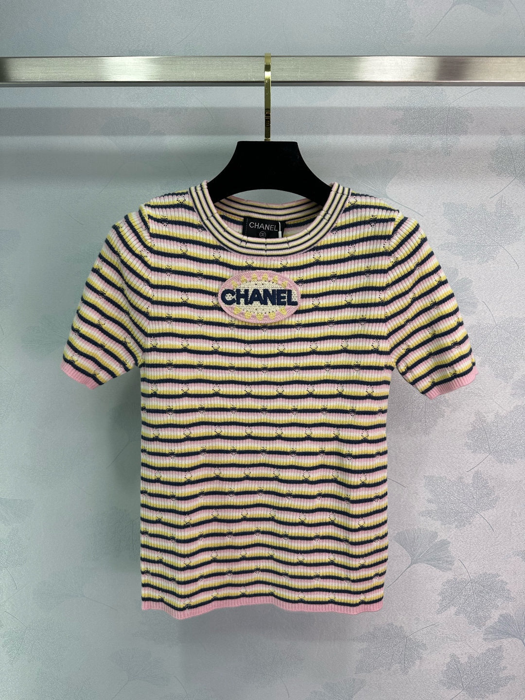 Colorful striped knitted T-shirt