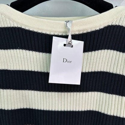 Bateau collar striped rope long-sleeved sweater