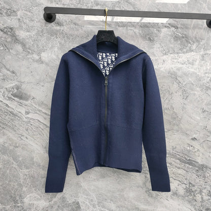 Presbyopic logo zipper wool jacket! Reversible