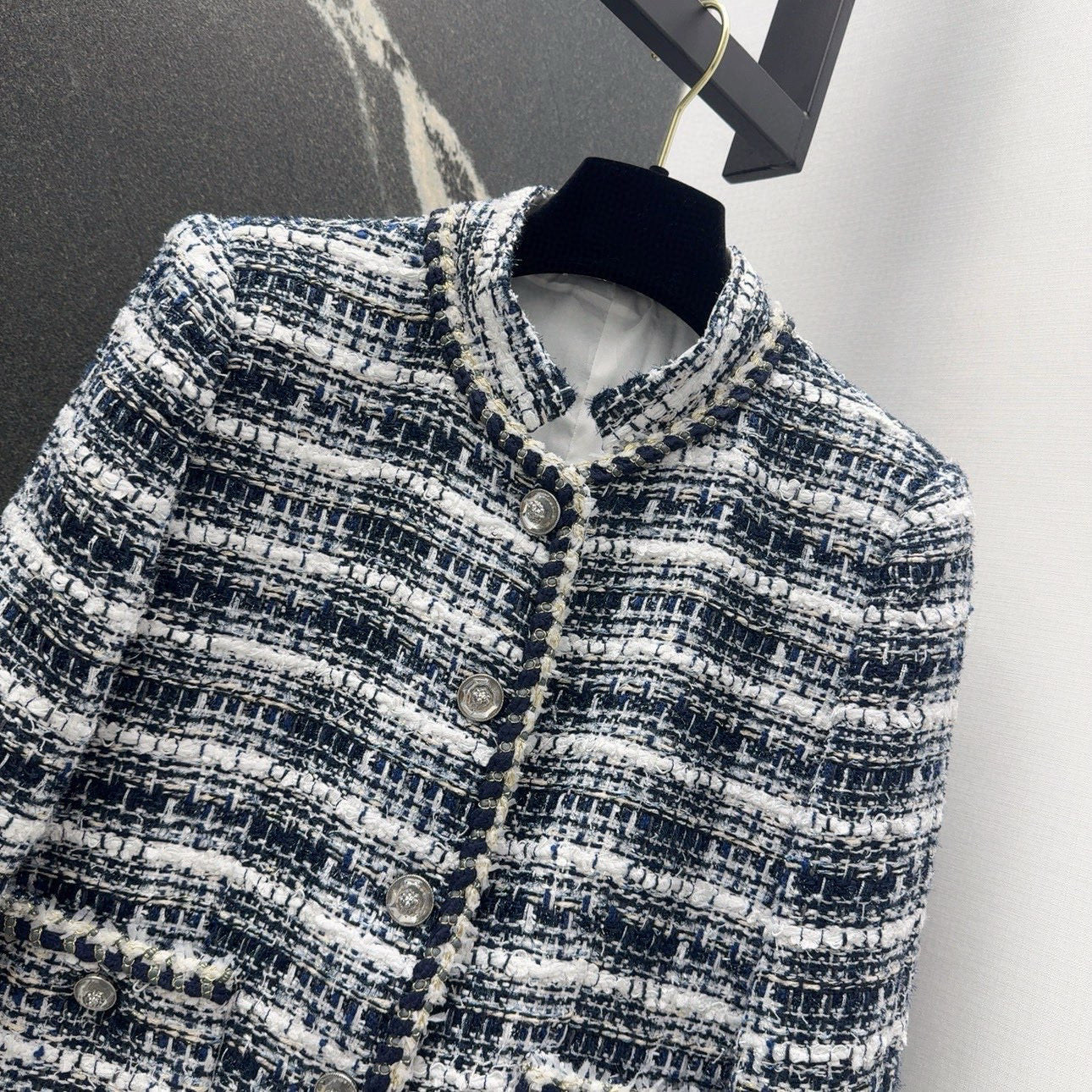 New arrival in early spring: Chanel-style woven tweed jacket