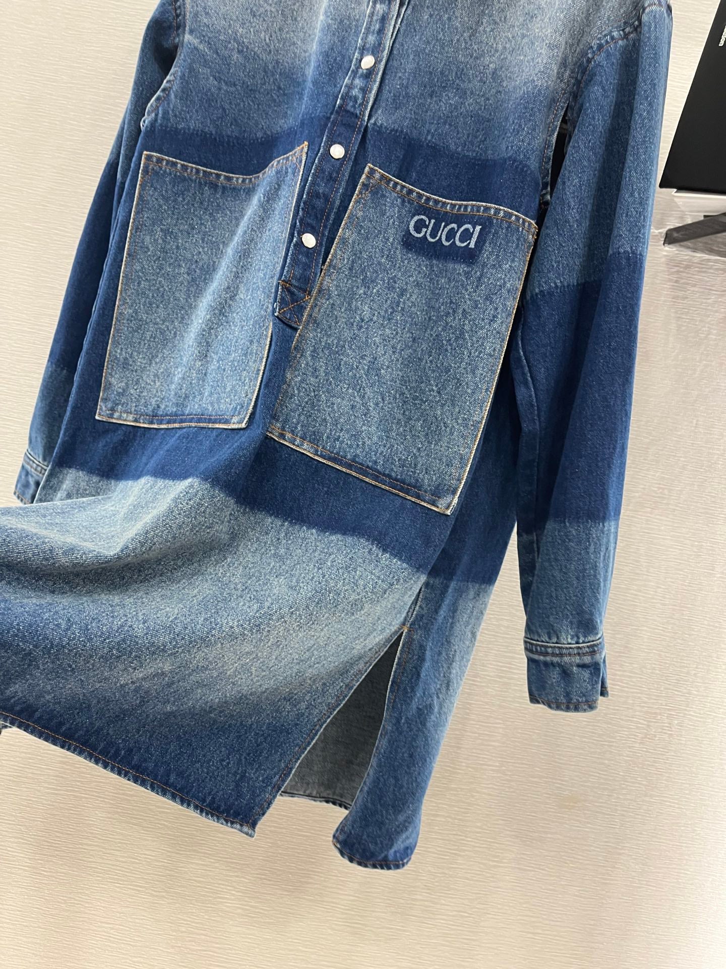 Gradient long sleeved denim dress