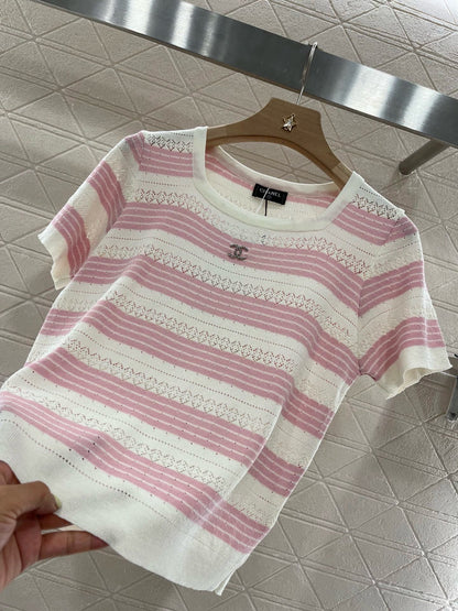 Skeleton Stripe Knit Short Sleeve