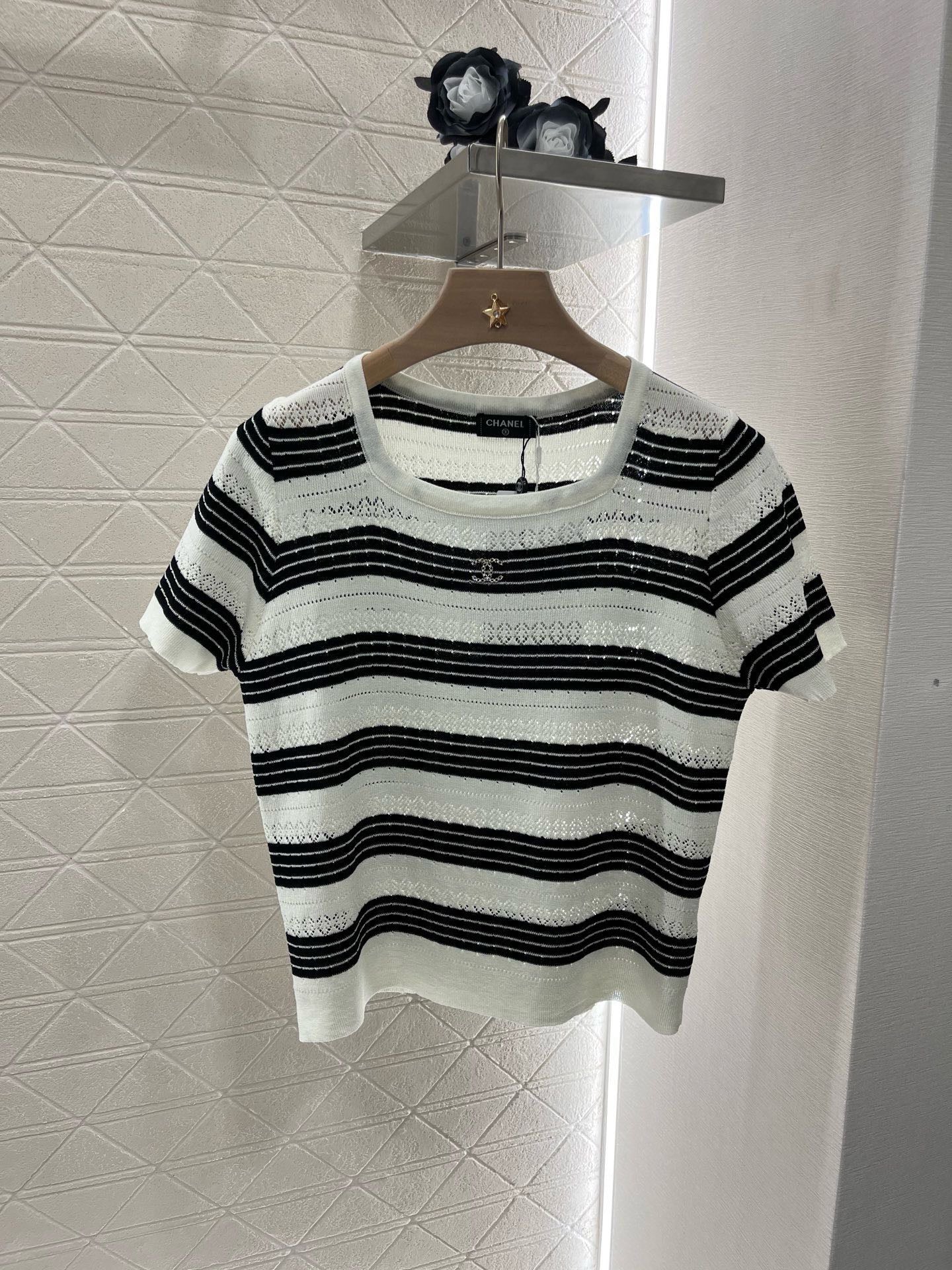 Skeleton Stripe Knit Short Sleeve