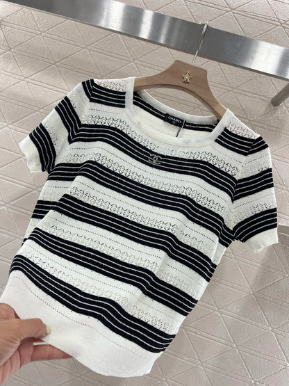 Skeleton Stripe Knit Short Sleeve