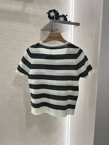 Skeleton Stripe Knit Short Sleeve