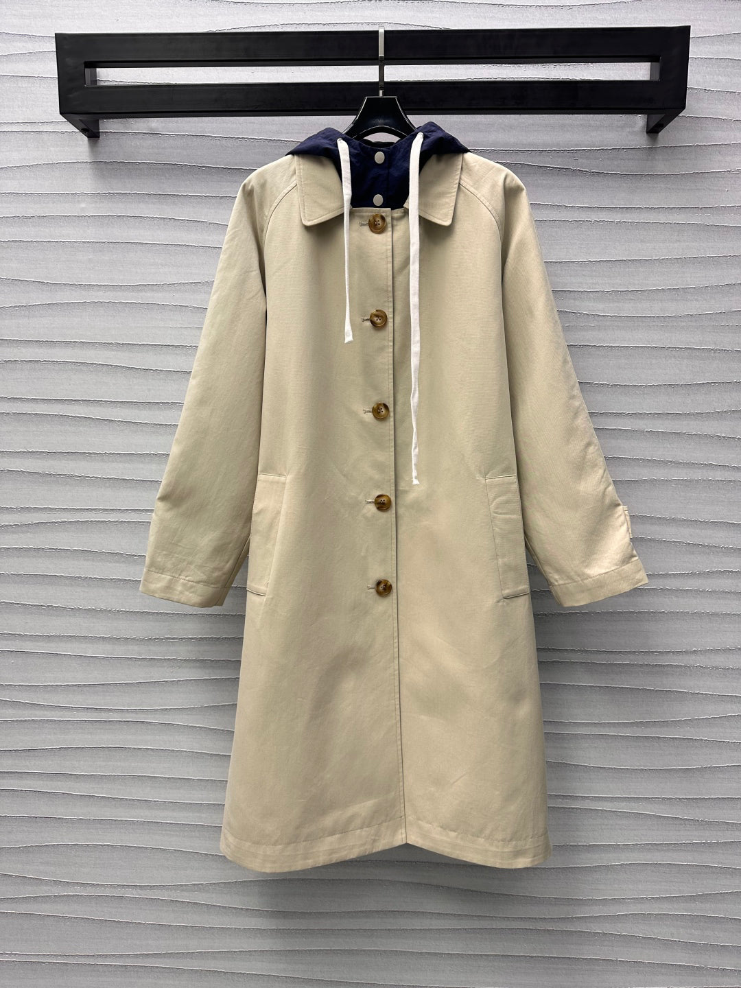 Reversible hooded trench coat