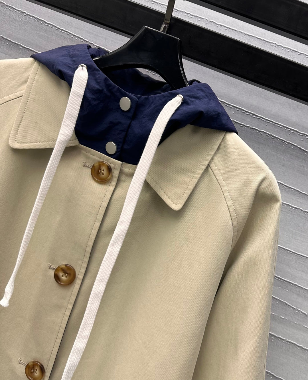 Reversible hooded trench coat