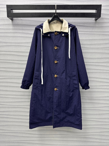 Reversible hooded trench coat